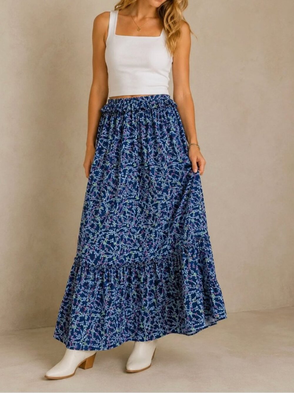 Simply Southern Ophelia Ribbon Maxi Skirt Bows Ruffle Hem